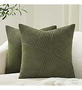 Topfinel Olive Green Decorative Throw Pillow Covers Set of 2 18x18 Inches for Couch Bed Sofa, Boh...