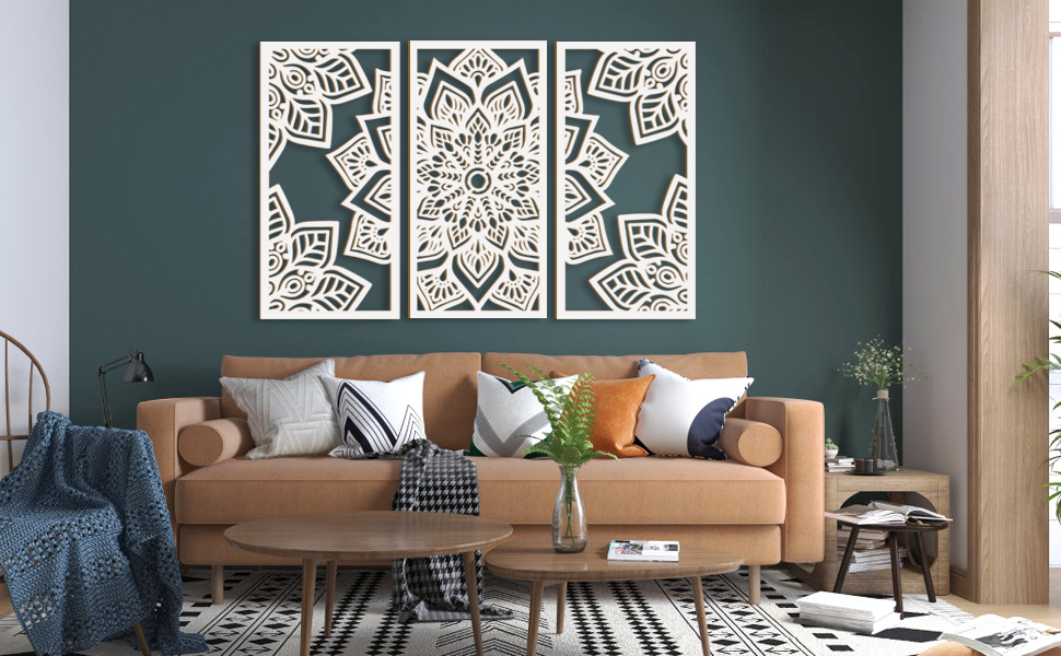 ANHUIB Mandala Wall Art Lotus Flower Wall Art Decor Large
