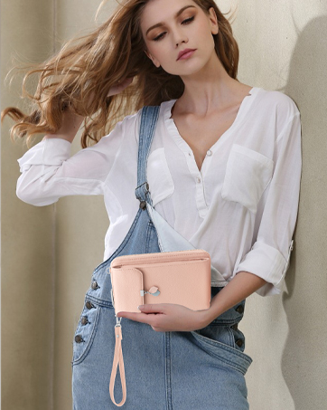 HNOOM Touchable Phone Bag Women Cross Body Phone Bag RFID Blocking Cell Phone Purse Wallet Crossbody Shoulder Bag Wristlet Handbags with Shoulder & Wrist Strap Fits Phone Under 6.9 Inch 21 pink handbags for women