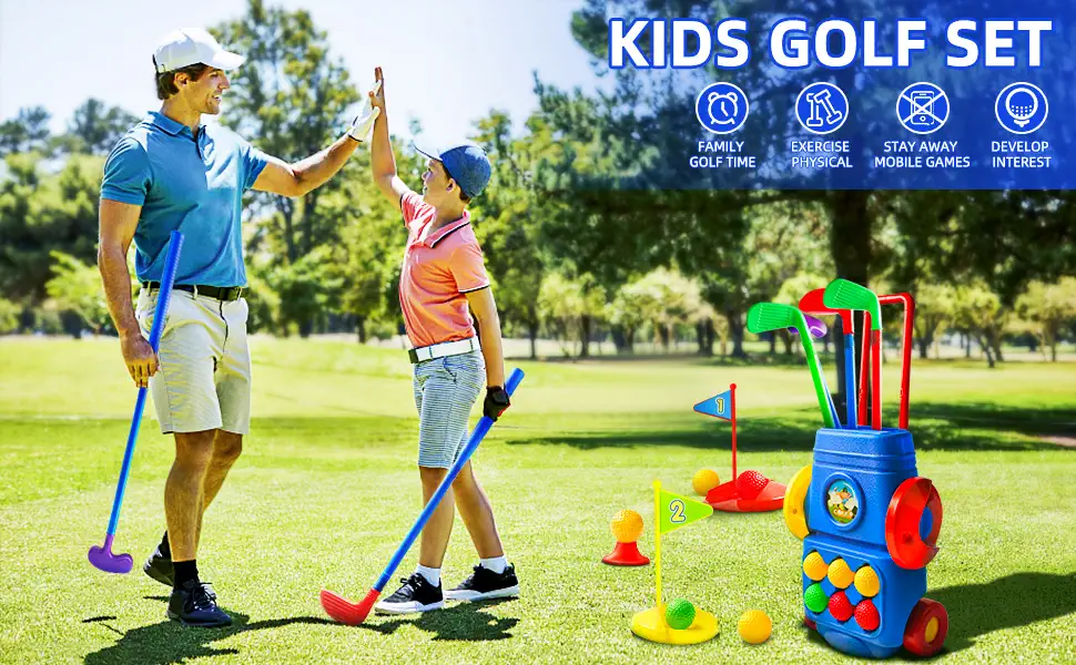EPPO Toddler Golf Toy Set Kids Golf Suitcase Game Play Set Sports Toys