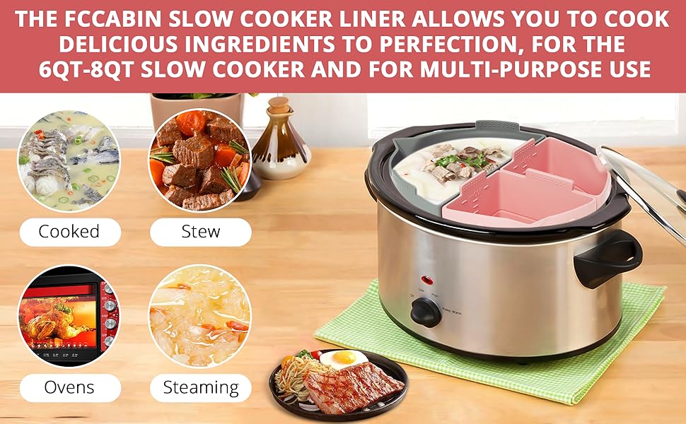 Fccabin Silicone Slow Cooker Liner, FoodGrade Material for