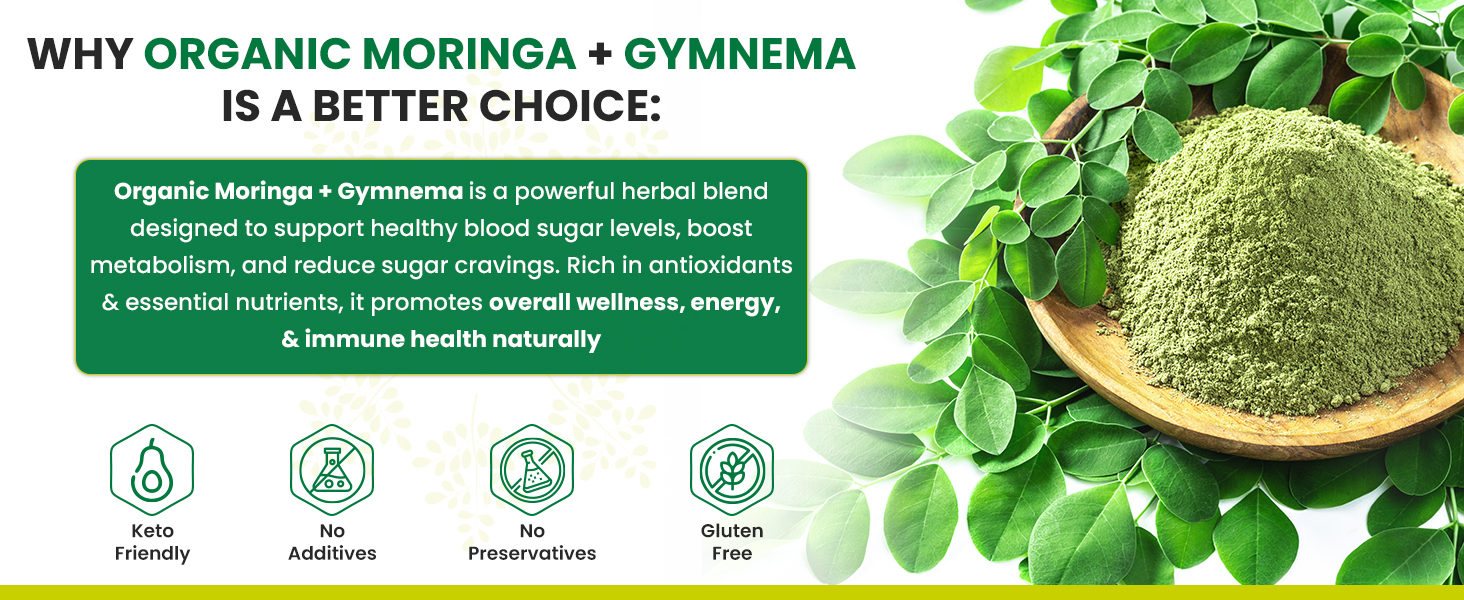 Naturyz Organic Moringa +Gymnema (Goodmar) Lean Wet Management for Powder | Blood sugar supports control, reduces crawings and increases metabolism. Energy | Detox | Immunity | USDA Organic Certified | Pesticides and Chemical - Mogi - 150 grams Lean weight management