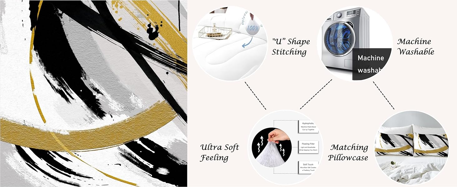 Vintage Duvet Insert Ombre Graffiti Quilt Comforter, Contemporary Modern Bedding Comforters & Sets