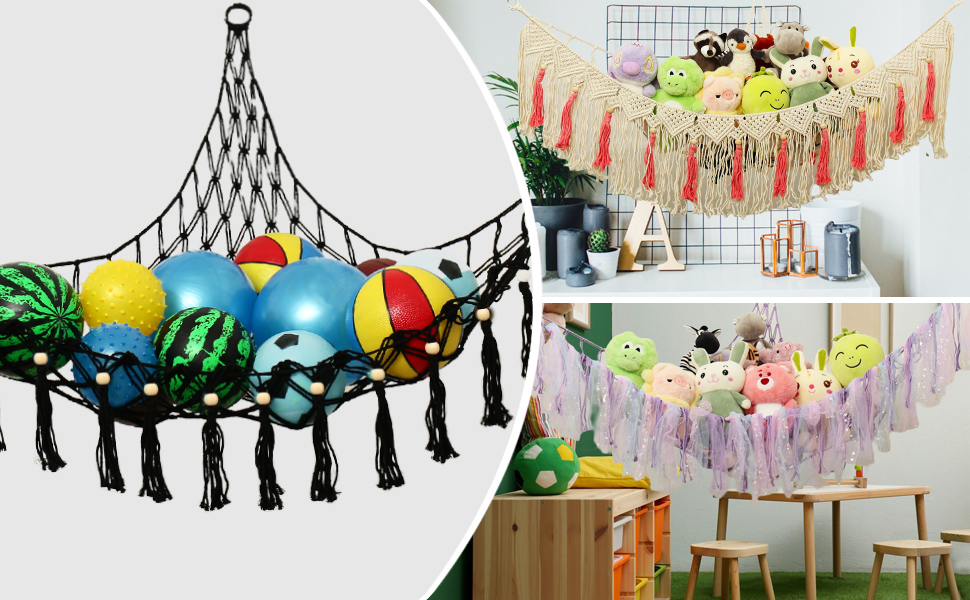 Evbopa Stuffed Animal Net or Hammock Toy Storage with LED