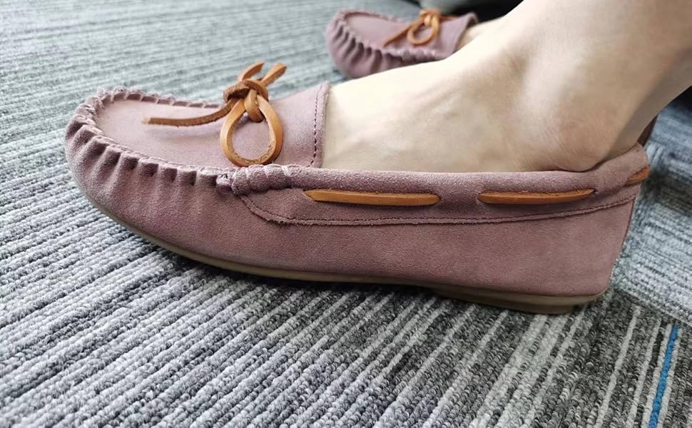 pink suede moccasin