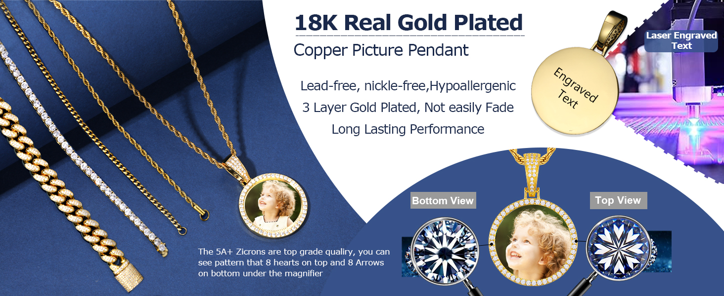 18k gold plated picture pendant