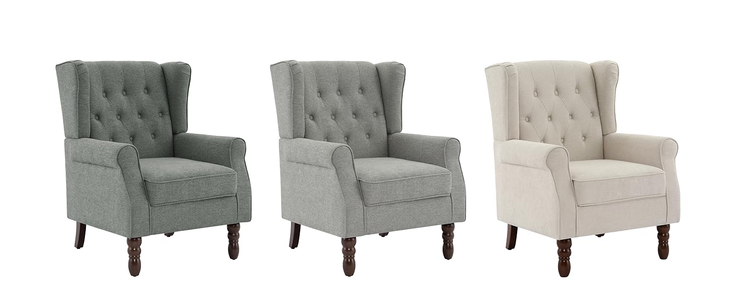 High Back Accent Chair, Button Tufted