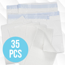 Can absorb water-based, body fluids (e.g. urine) up to 35 oz (1000mL) and turn it into gel.