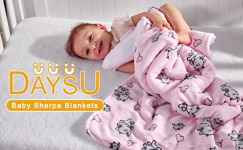 DaysU Micro Fleece Sherpa Baby Blanket Reversible Plush, Animal Print