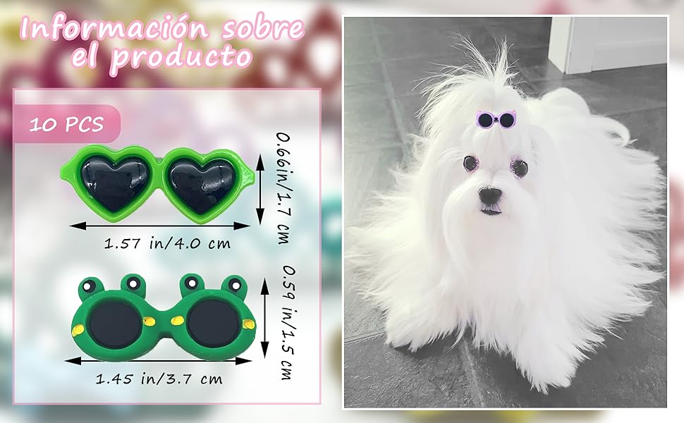 DHER 10 Pieces Pet Hair Clips Pet Clips Small Pet Hair Clips for Dogs Pet Hair Clips Small Clips for Animal Hair Super Cute Dog Headdress (A) 16 Pinza para el pelo para mascotas Tocado para Mascotas Pequeñas gafas de sol para mascotas