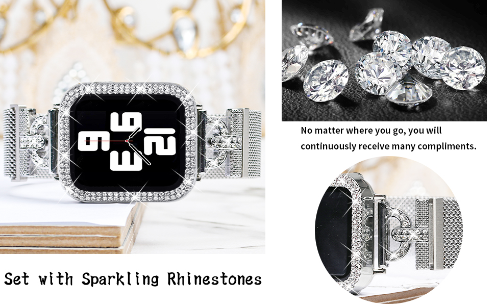 JOYOZY Magnetic Milanese Band with Bling Case and D-shaped Buckle