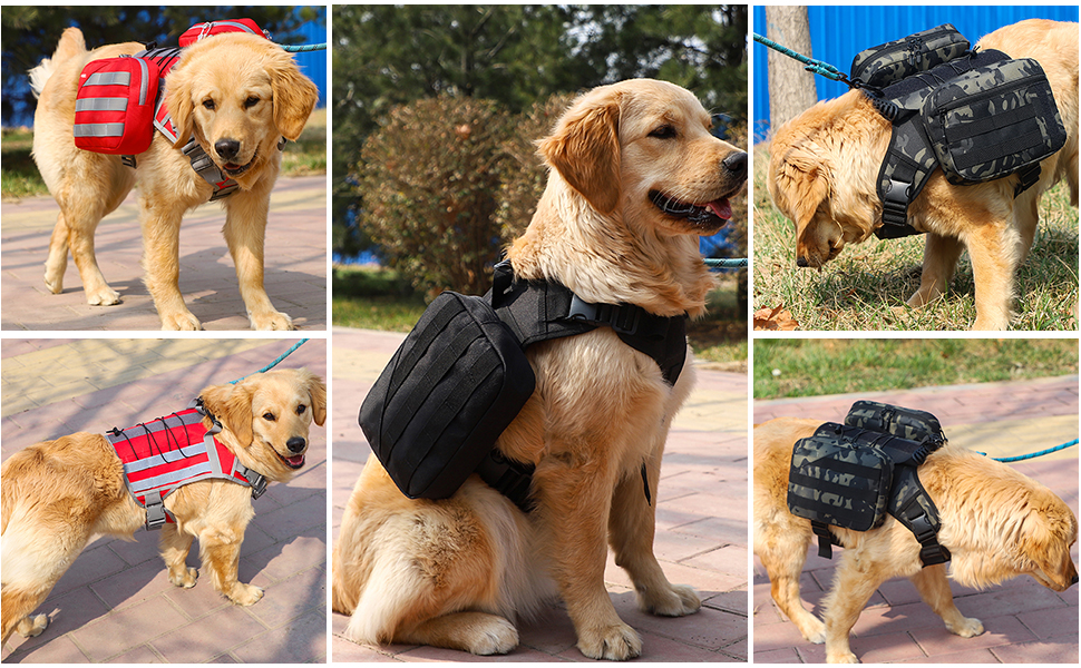 BYGD Dog Saddle Backpack for Dogs to Wear, Lightweight Detachable Dog