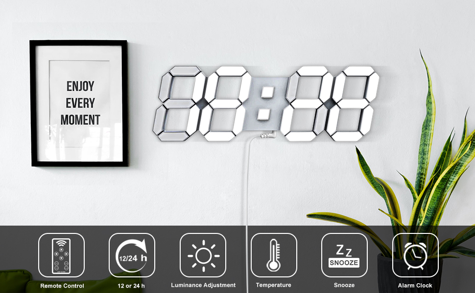 Aloom Digital Led Clock, modern minimalist digital wall clock night