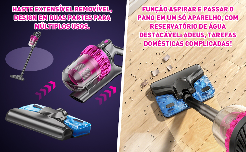 Sucção e reboque aspirador de pó vertical sem fio