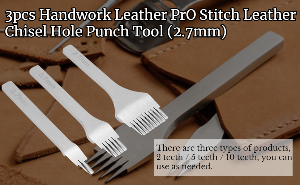 Hilitand 3 Pcs Leather Chisel Leather DieSteel Chisel Prong Hole