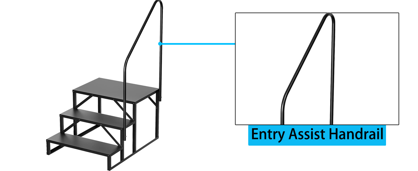 1 Step Stool Ladder, Hot Tub Steps with Handrails, RV Pet