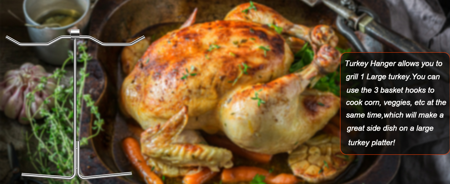 BBQPLUS Turkey Hanger for Pit Barrel Cooker and Deep