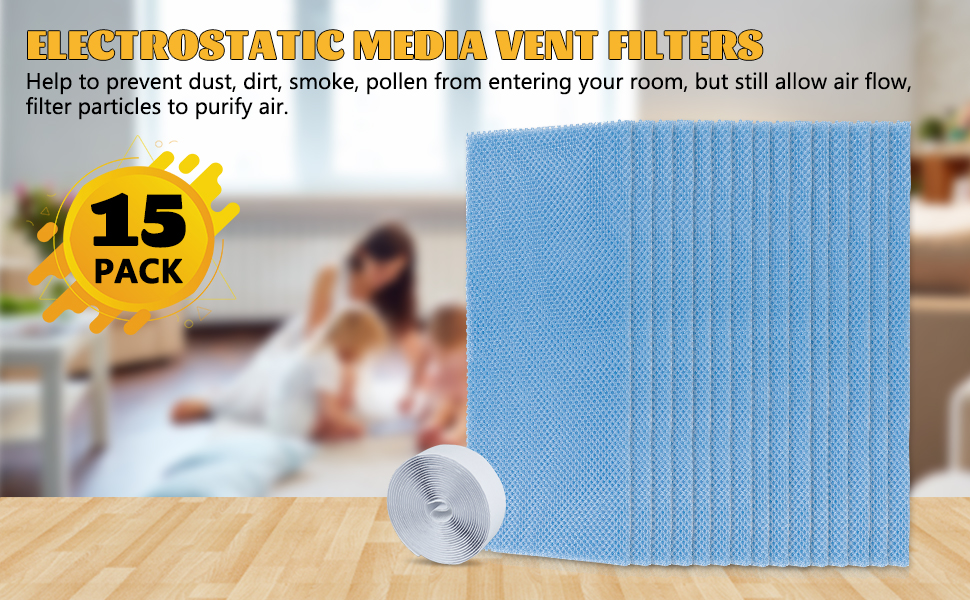GCGOODS 15 Pcs 4" x 12" Air Vent Filters for Home, Reusable & Washable
