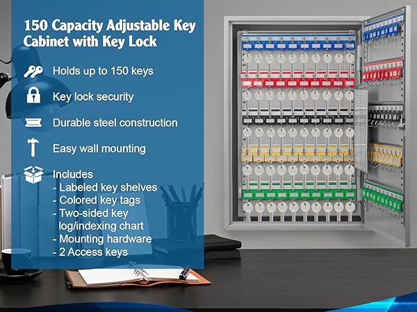 Amazon.com: Barska Steel 150 Key Cabinet Organizer – Locking Wall
