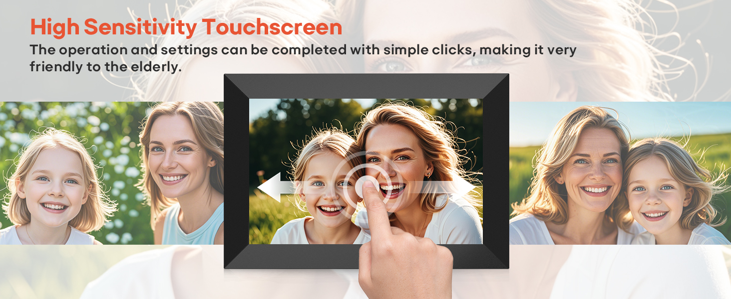 Wireless digital picture frame for sharing photos, bringing loved ones closer with convenient WiFi connectivity