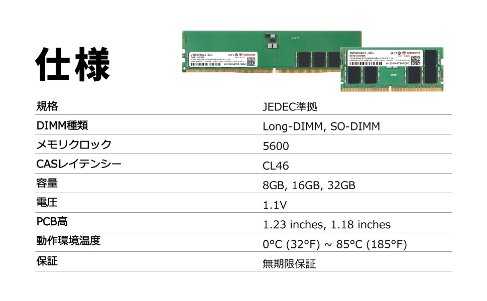 専用出品【ノート用】DDR5-5600 64GB(32GB×2) Amazon | トランセンド ノートPC用メモリ PC5-44800(DDR5 5600
