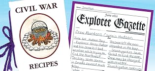 Picture of projects - civil war recipe book and student-created article based on historical records