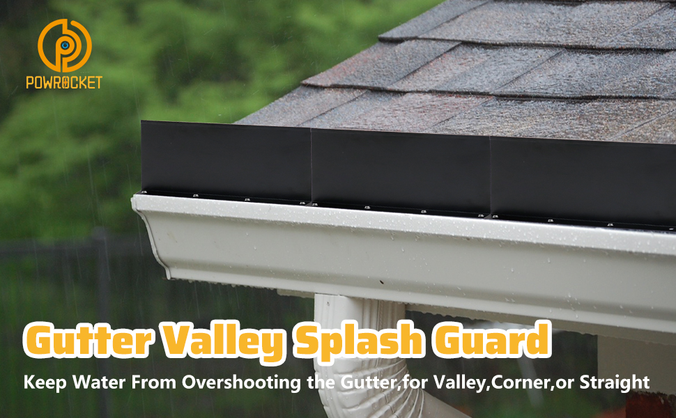 Powrocket 12 Pack Aluminum Gutter Valley Splash Guard,Keep Water from