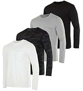 Real Essentials 4 Pack: Men's Dry-Fit Active Athletic Long Sleeve Pocket Crew T-Shirt Outdoors UP...