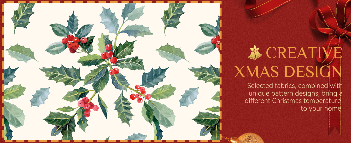 Softalker Christmas Table Runner with Vintage Holly