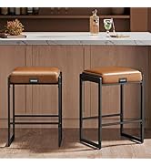 VASAGLE EKHO Collection - Bar Stools Set of 2, Counter Height Bar Stools, Synthetic Leather with ...