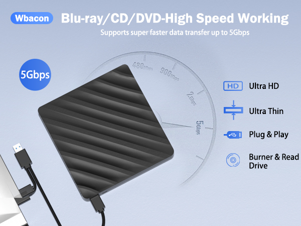 Amazon.com: 5 in 1 External Blu Ray Drive, Portable Blu Ray
