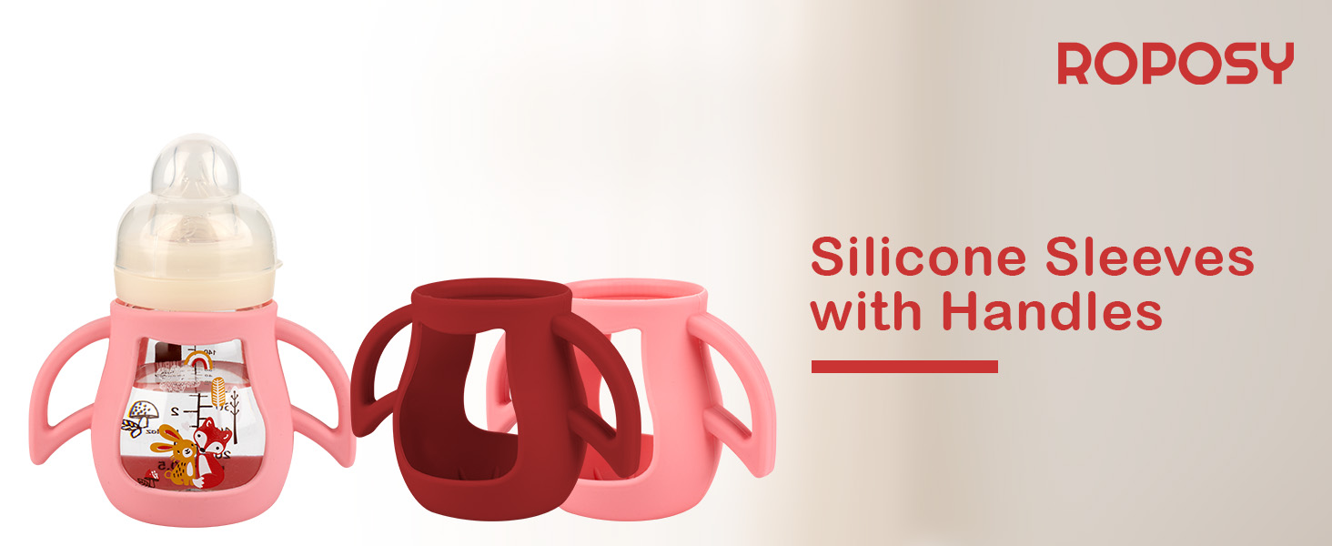 Silicone Sleeves with Handles for Mam Glass Bottle