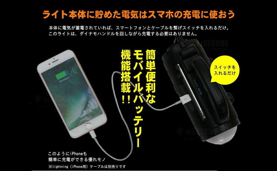 Amazon.co.jp: 多機能ダイナモラジオライト 非常用防災ライト