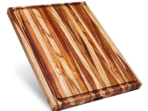 Sonder LA XL Bradbury Edge Grain Teak Wood Cutting Board with Juice Grove and Compartments