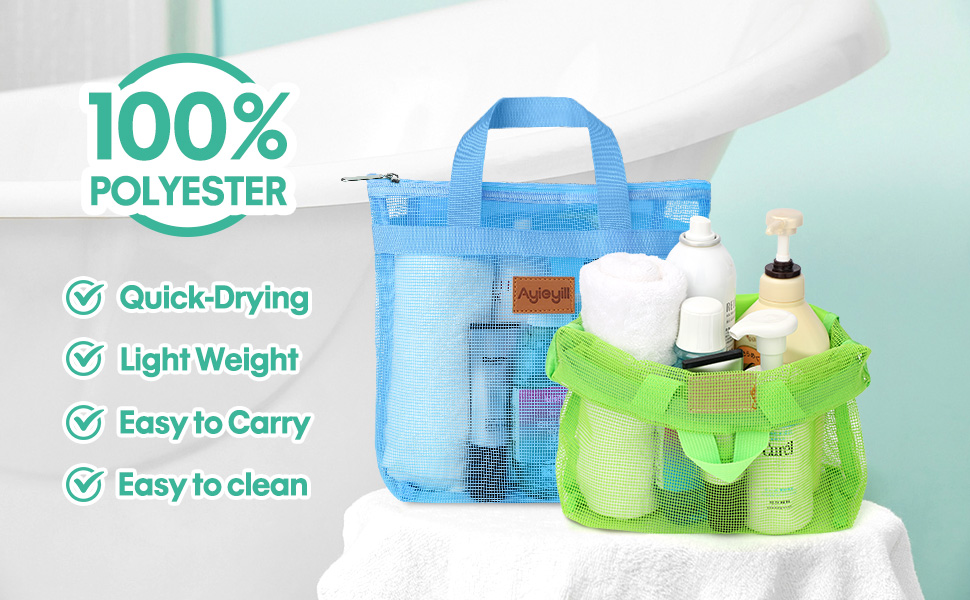 KPX Shower Caddy Mesh Tote Bag, Mesh Shower Bag, Quick Dry