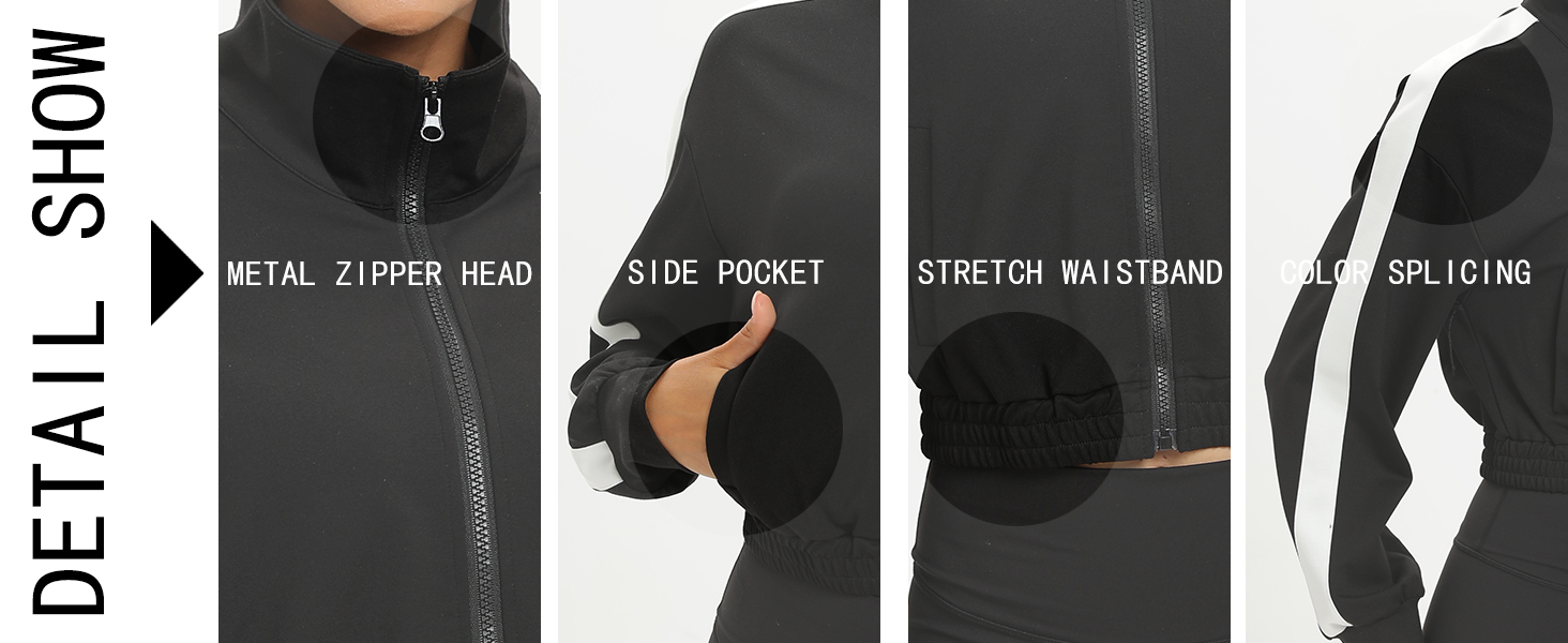 Long Sleeve Stand Collar Crop Coat 