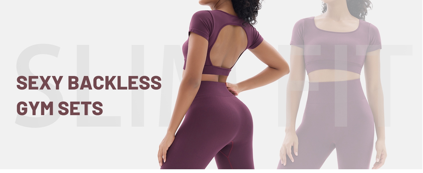 Open Back Short Sleeve Gym Sets