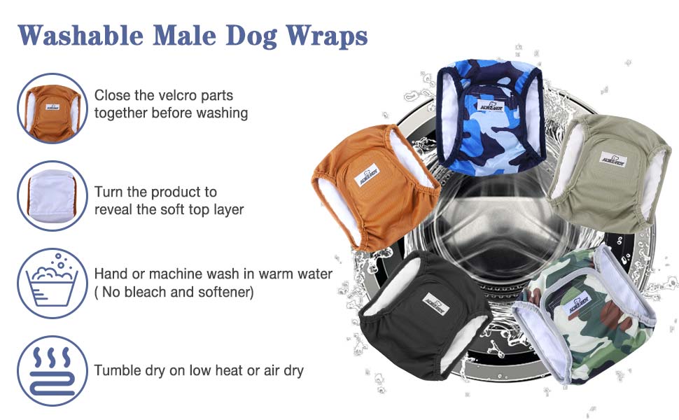 Belly Bands for Male Dogs 5 Pack Washable Dog Diapers Reusable Male Dog Pee Wraps