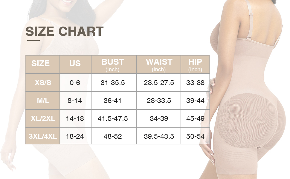Size Chart of Shapewear