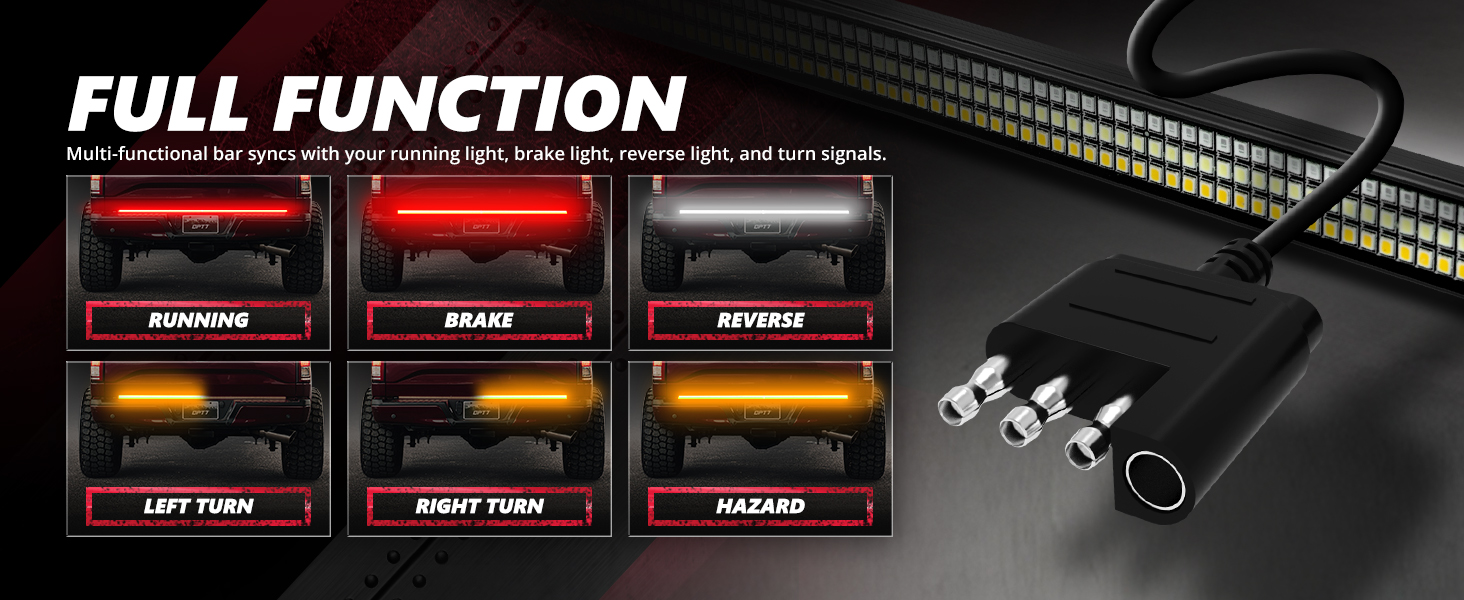 OPT7 60" Triple LED Tailgate Light Bar w/Amber Turn & 60