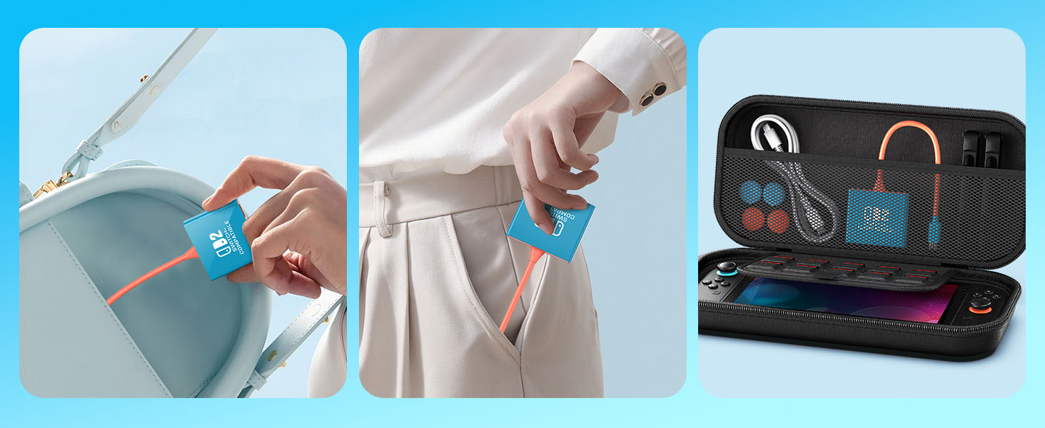 Image à trois panneaux montrant les outils dans un étui de protection bleu : démonstration de l'utilisation de l'appareil, du processus de nettoyage et de la mallette de rangement organisée contenant les outils de maintenance.