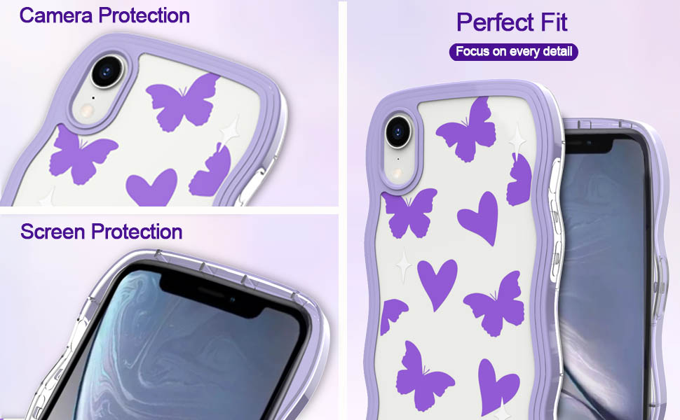 Womdakon Heart and Butterfly Print Cute Wave Case