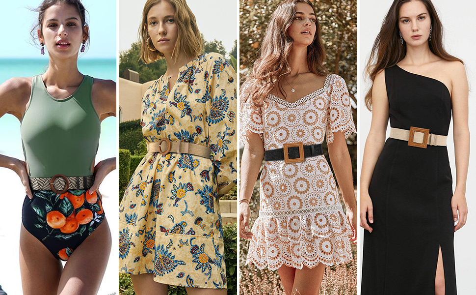 retro rattan beach belt summer boho style waist belt