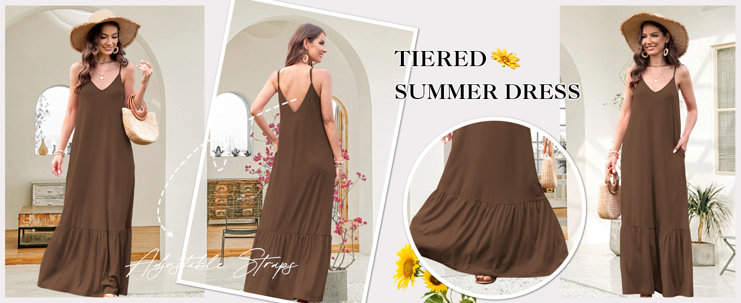 tiered long dress for women casual