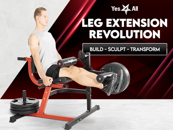 Yes4All Leg Extension and Curl Machine, Adjustable Leg Machine with Plate Loaded
