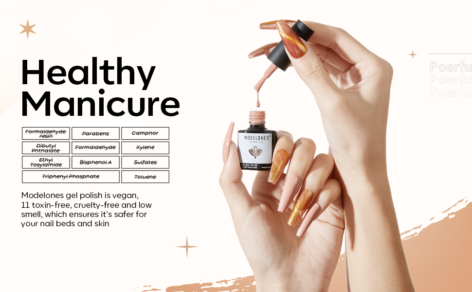 Modelones Cat Eye Gel Nail Polish Set 6 Colors, Glitter Nude Sparkle