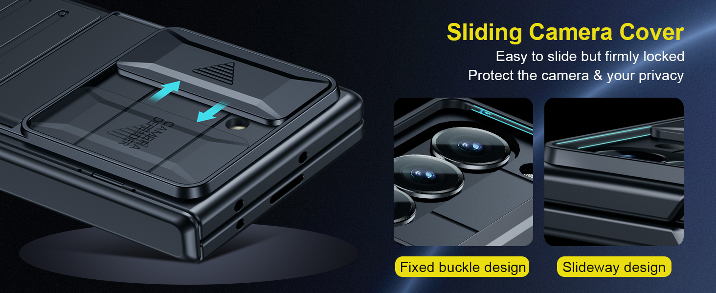 Camera Protection: Features a camera lens cover to safeguard the camera lenses.