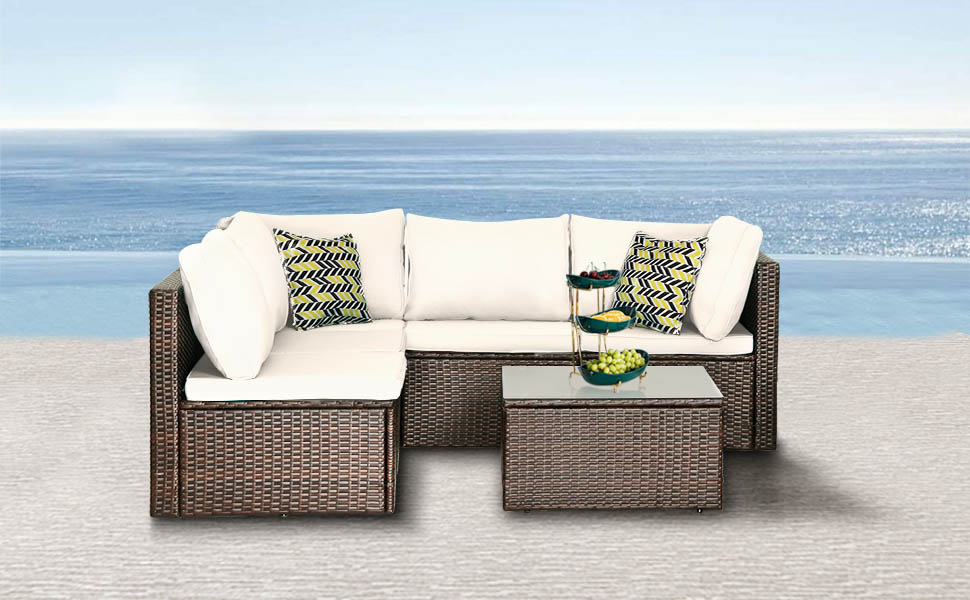 Outdoor Furniture Patio Sets 6 Pieces Wicker Conversation