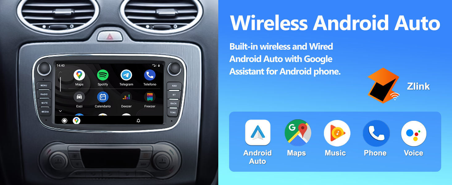 [2+32GB] Android 11 Car Stereo Radio with Wireless CarPlay Android Auto