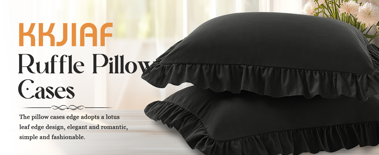 KKJIAF Ruffle Pillow Cases Standard Size Set of 2, Ruffled